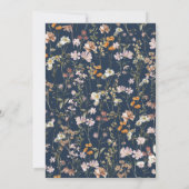ネイビーブルーワイルドフラワーブライダルシャワー 招待状 (裏面)