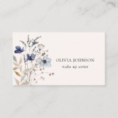 ネイビーブルーワイルドフラワーブーケフローラ名刺 名刺 (正面)