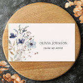 ネイビーブルーワイルドフラワーブーケフローラ名刺 名刺