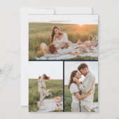 ネイビーブルーワイルドフラワー写真カードで日付を保存 セーブザデート (裏面)