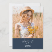 ネイビーブルーワイルドフラワー卒業パーティーボホ 招待状 (裏面)