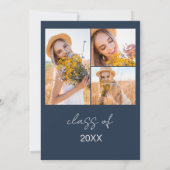 ネイビーブルーワイルドフラワー卒業パーティー写真保 招待状 (裏面)