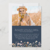 ネイビーブルーワイルドフラワー卒業写真発表会 案内状 (裏面)