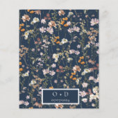 ネイビーブルーワイルドフラワー庭園の結婚式招待状 チラシ (裏面)