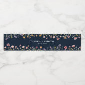 ネイビーブルーワイルドフラワー結婚ズのウォーターボトルラベル ペットボトルラベル (シングルラベル)