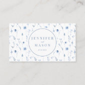 ネイビーブルーワイルドフラワー結婚ズフラット座席表 プレイスカード (裏面)