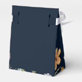 ネイビーブルーワイルドフラワー結婚式の引き出物ボックス フェイバーボックス (裏面サイド)