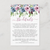 ネイビーブルーワインウォーターフローラ結婚ズ エンクロージャーカード (正面)