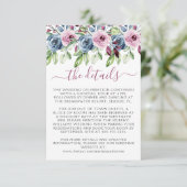 ネイビーブルーワインウォーターフローラ結婚ズ エンクロージャーカード (スタンド正面)