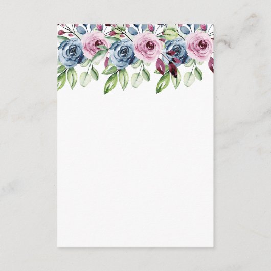 ネイビーブルーワインウォーターフローラ結婚ズ エンクロージャーカード (裏面)