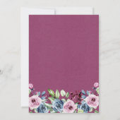 ネイビーブルーワインウォーター色フローラブライダルシャワーInv 招待状 (裏面)