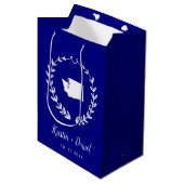 ネイビーブルーワシントンマップ結婚ズウェルカムスワッグ ミディアムペーパーバッグ (正面アングル)