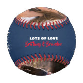 ネイビーブルーワールドズ最大パパタイポグラフィ モダン 野球ボール (裏面)