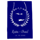 ネイビーブルーヴァージン諸島地図結婚の歓迎スワッグ ミディアムペーパーバッグ (正面)