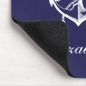 ネイビーブルーヴィンテージいかりカスタムモノグラム マウスパッド (コーナー)