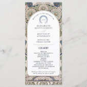 ネイビーブルーヴィンテージウェディングプログラムアールヌーボー プログラム (正面)