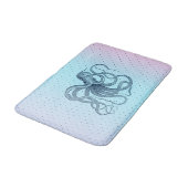 ネイビーブルーヴィンテージオクトピイラストレーション バスマット (アングル)