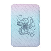 ネイビーブルーヴィンテージオクトピイラストレーション バスマット (正面縦)