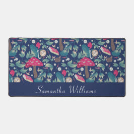 ネイビーブルーヴィンテージコテージコア デスクマット