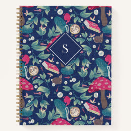 ネイビーブルーヴィンテージコテージコア ノートブック