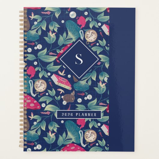 ネイビーブルーヴィンテージコテージコア プランナー手帳 (正面)