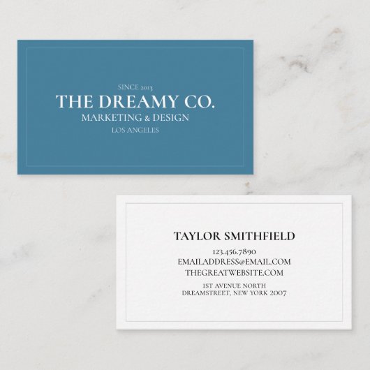 ネイビーブルーヴィンテージシンプル名刺 名刺 (正面/裏面)