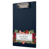 ネイビーブルーヴィンテージフローラ赤面 クリップボード (左)