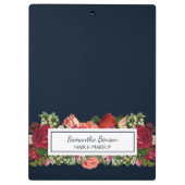 ネイビーブルーヴィンテージフローラ赤面 クリップボード (裏面)