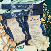 ネイビーブルーヴィンテージレースロエレガントンチ結婚ーズ 招待状ベリーバンド