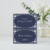 ネイビーブルーヴィンテージ印刷名結婚の座席表 (スタンド正面)