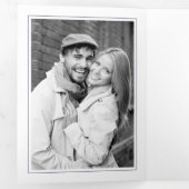 ネイビーブルーヴィンテージ素子とタイポグラフィ結婚ズ 三つ折り招待状 (内部最初)