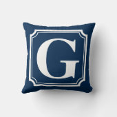 ネイビーブルーヴィンテージ縁どモノグラム枕 クッション (裏面)