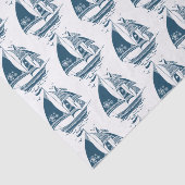 ネイビーブルーヴィンテージ風帆船2パターン 薄葉紙 (詳細)