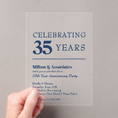 ネイビーブルー事業記念日 アクリル招待状 (インサイチュ (ポータブル))