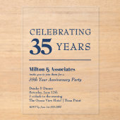 ネイビーブルー事業記念日 アクリル招待状 (正面)