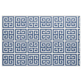 ネイビーブルー交代正方形ギリシャ語鍵パターン ファブリック (ヤード)