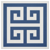 ネイビーブルー交代正方形ギリシャ語鍵パターン ファブリック (見本)