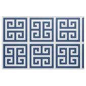 ネイビーブルー交代正方形ギリシャ語鍵パターン ファブリック (ファットクウォーター)
