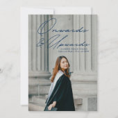 ネイビーブルー以降と上位2写真卒業 案内状 (正面)