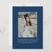 ネイビーブルー以降と上位2写真卒業 案内状 (裏面)