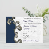 ネイビーブルー企業のパーティの招待状 招待状 (スタンド正面)