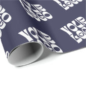 ネイビーブルー企業のビジネスロゴラッピング紙 ラッピングペーパー (ロールコーナー)