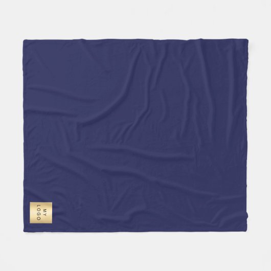 ネイビーブルー企業のロカスタムゴ会社ギフト フリースブランケット (正面(横))