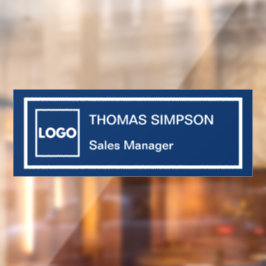 ネイビーブルー企業のロゴ会社社員スタッフ ウィンドウサイン