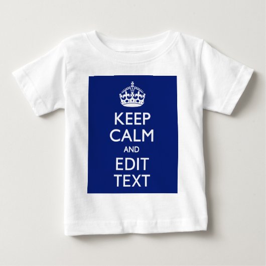 ネイビーブルー保クのCalmとEditの文字パーソナライズされた ベビーTシャツ (正面)
