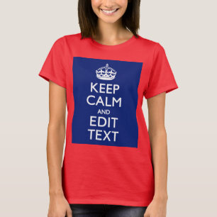 ネイビーブルー保クのCalmとEditの文字パーソナライズされた Tシャツ