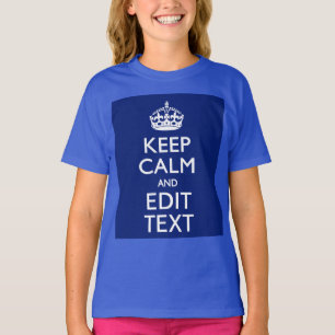 ネイビーブルー保クのCalmとEditの文字パーソナライズされた Tシャツ