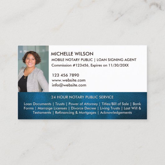 ネイビーブルー公証人公債署名エージェントの写真 名刺 (裏面)