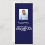 ネイビーブルー写真おもしろいファクト誕生日メニューカード 招待状 (裏面)