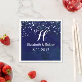 ネイビーブルー冬の結婚式の白雪 スタンダードカクテルナプキン (インサイチュ)